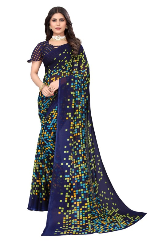 Fancy Georgette Printed Saree With blouse